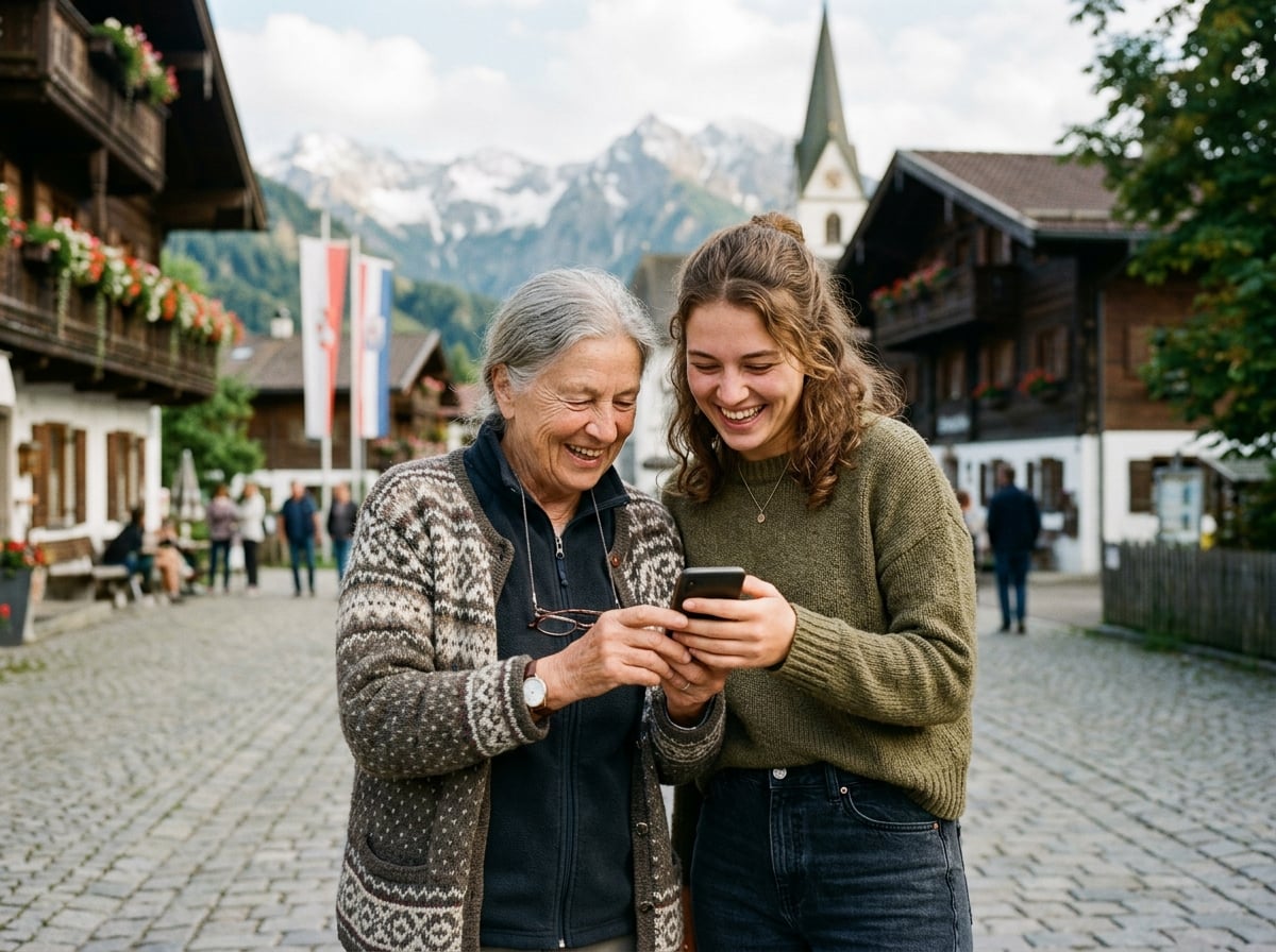 Generationen teilen ein Smartphone